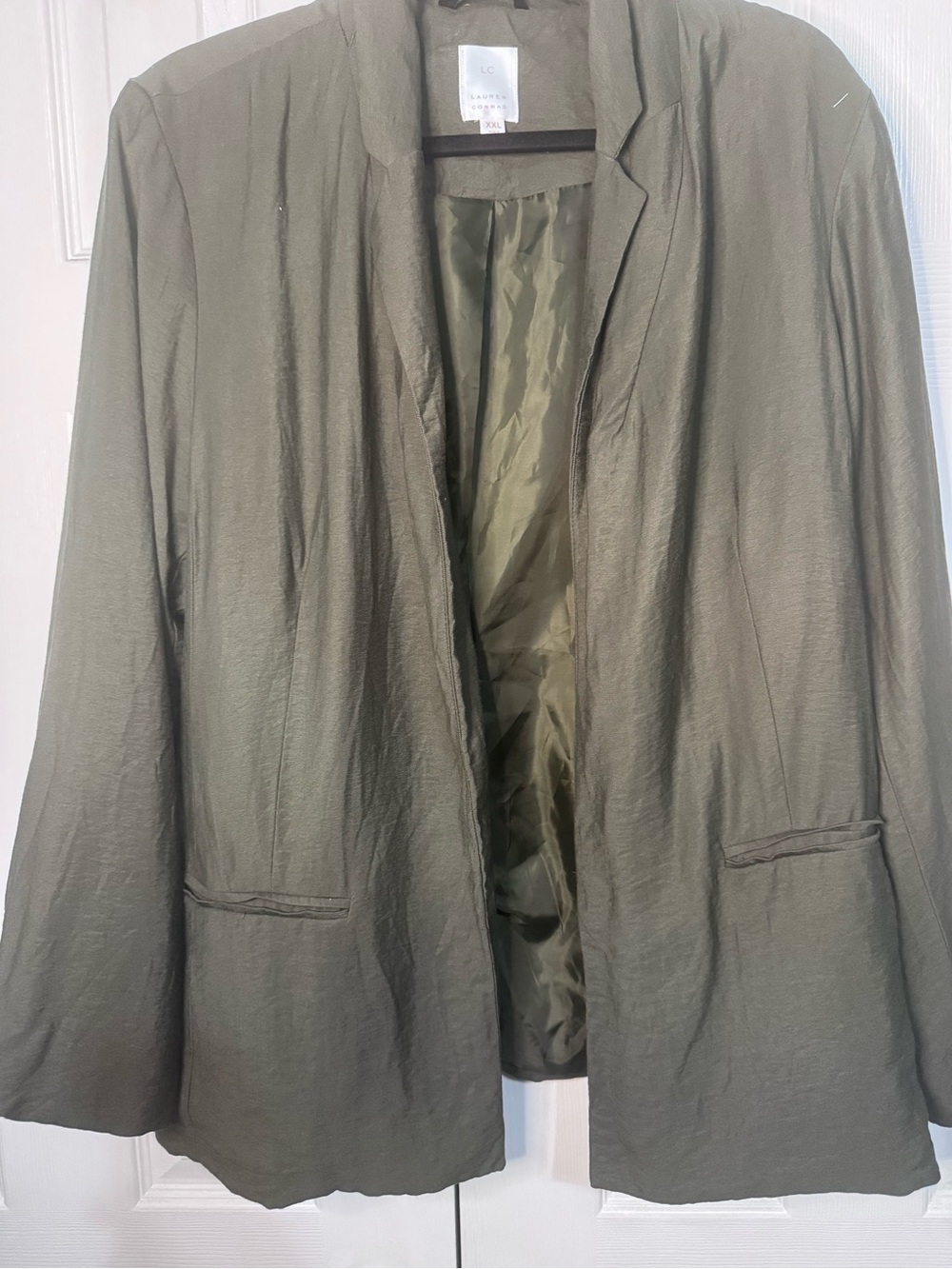 LC Lauren Conrad Olive Green Open-Front Blazer